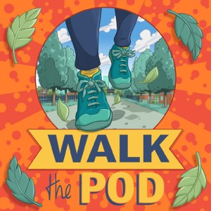 A square Walk the Pod logo showing trainers walking on a cycle path